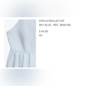 NWT Zara Sky Blue Poplin Peplum Top
